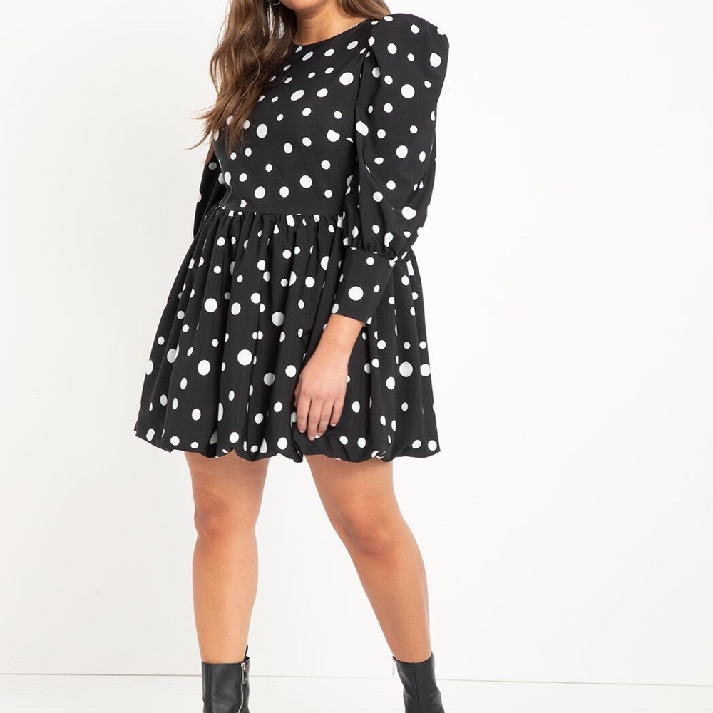 Eloquii Puff Sleeve Dress With Bubble Hem